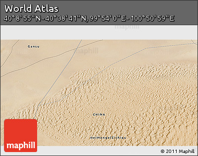 Satellite 3D Map of the Area around 40° 23' 48" N, 100° 22' 30" E