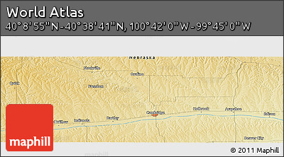 Physical Panoramic Map of the Area around 40° 23' 48" N, 100° 13' 29" W