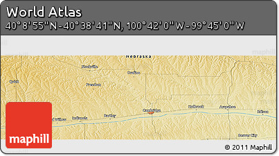 Physical Panoramic Map of the Area around 40° 23' 48" N, 100° 13' 29" W