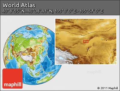 Physical Location Map of the Area around 40° 23' 48" N, 105° 28' 29" E