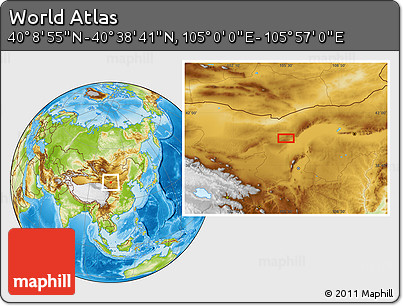 Physical Location Map of the Area around 40° 23' 48" N, 105° 28' 29" E