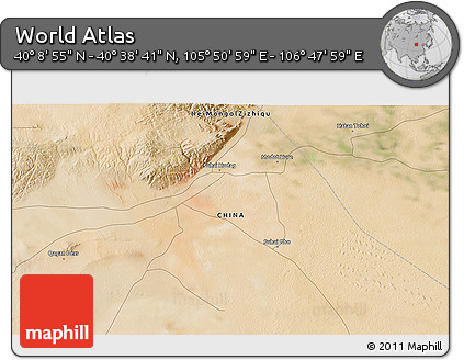Satellite 3D Map of the Area around 40° 23' 48" N, 106° 19' 29" E