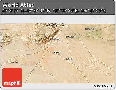 Satellite 3D Map of the Area around 40° 23' 48" N, 106° 19' 29" E
