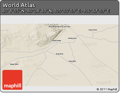 Shaded Relief 3D Map of the Area around 40° 23' 48" N, 106° 19' 29" E