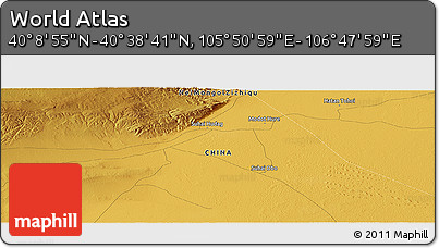 Physical Panoramic Map of the Area around 40° 23' 48" N, 106° 19' 29" E