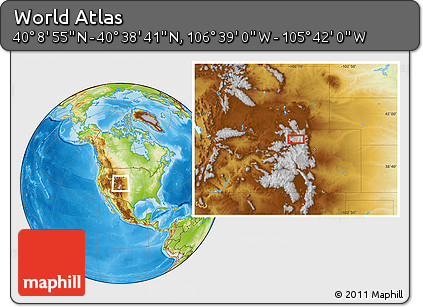 Physical Location Map of the Area around 40° 23' 48" N, 106° 10' 30" W