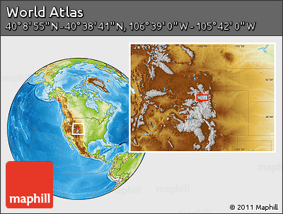 Physical Location Map of the Area around 40° 23' 48" N, 106° 10' 30" W