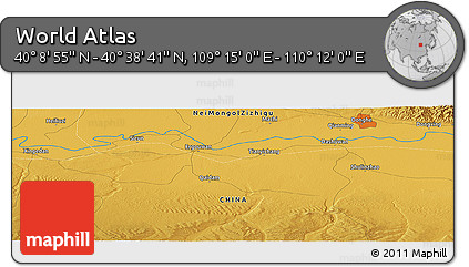 Physical Panoramic Map of the Area around 40° 23' 48" N, 109° 43' 29" E