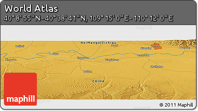 Physical Panoramic Map of the Area around 40° 23' 48" N, 109° 43' 29" E
