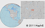 Gray Location Map of the area around 40° 23' 48" N, 109° 34' 29" W, hill shading