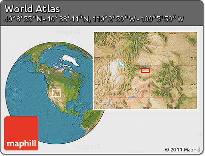 Satellite Location Map of the Area around 40° 23' 48" N, 109° 34' 29" W