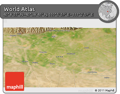 Satellite 3D Map of the Area around 40° 23' 48" N, 110° 34' 29" E