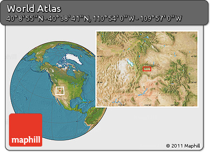 Satellite Location Map of the Area around 40° 23' 48" N, 110° 25' 30" W