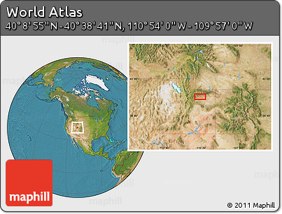 Satellite Location Map of the Area around 40° 23' 48" N, 110° 25' 30" W