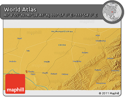 Physical 3D Map of the Area around 40° 23' 48" N, 111° 25' 30" E
