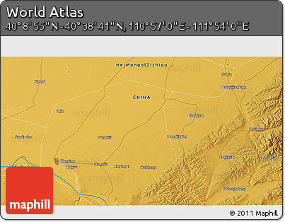 Physical 3D Map of the Area around 40° 23' 48" N, 111° 25' 30" E