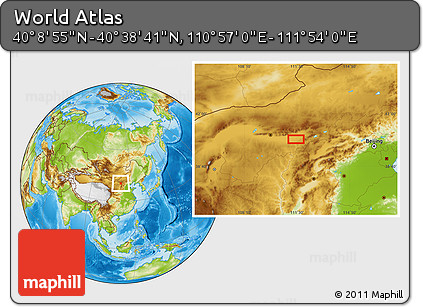 Physical Location Map of the Area around 40° 23' 48" N, 111° 25' 30" E