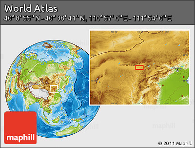 Physical Location Map of the Area around 40° 23' 48" N, 111° 25' 30" E