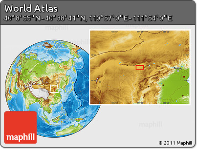 Physical Location Map of the Area around 40° 23' 48" N, 111° 25' 30" E