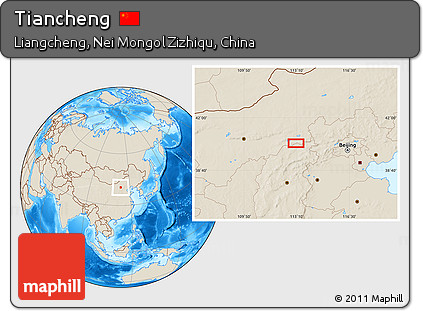 Shaded Relief Location Map of Tiancheng