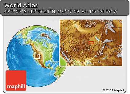 Physical Location Map of the Area around 40° 23' 48" N, 113° 49' 29" W