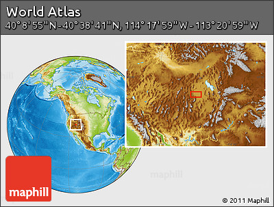 Physical Location Map of the Area around 40° 23' 48" N, 113° 49' 29" W
