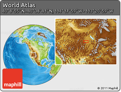 Physical Location Map of the Area around 40° 23' 48" N, 113° 49' 29" W