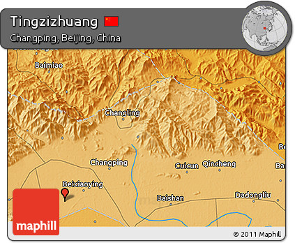 Political 3D Map of Tingzizhuang