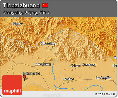 Political 3D Map of Tingzizhuang