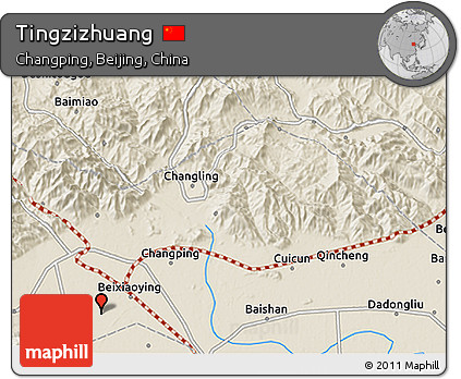 Shaded Relief 3D Map of Tingzizhuang