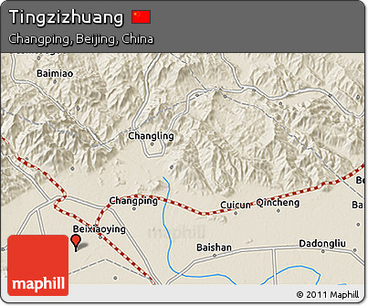 Shaded Relief 3D Map of Tingzizhuang