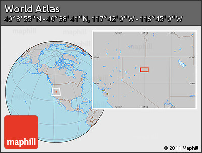 Gray Location Map of the Area around 40° 23' 48" N, 117° 13' 29" W