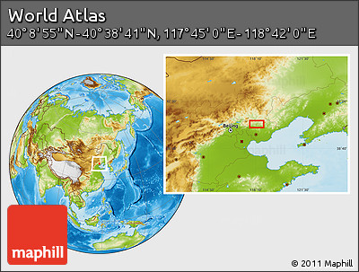 Physical Location Map of the Area around 40° 23' 48" N, 118° 13' 29" E