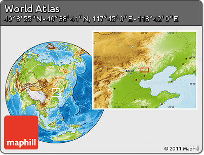 Physical Location Map of the Area around 40° 23' 48" N, 118° 13' 29" E