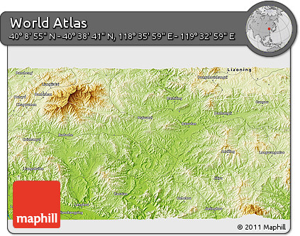 Physical 3D Map of the Area around 40° 23' 48" N, 119° 4' 29" E