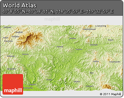 Physical 3D Map of the Area around 40° 23' 48" N, 119° 4' 29" E