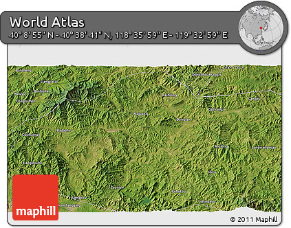 Satellite 3D Map of the Area around 40° 23' 48" N, 119° 4' 29" E