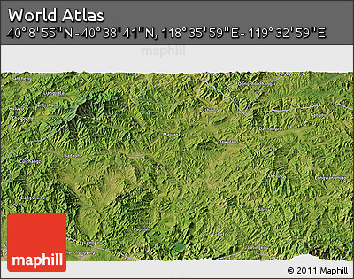 Satellite 3D Map of the Area around 40° 23' 48" N, 119° 4' 29" E