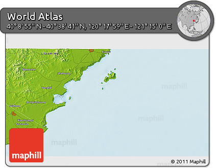 Physical 3D Map of the Area around 40° 23' 48" N, 120° 46' 30" E