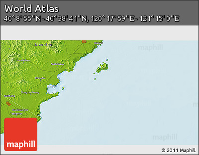 Physical 3D Map of the Area around 40° 23' 48" N, 120° 46' 30" E