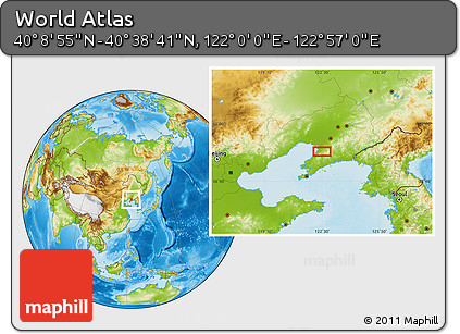 Physical Location Map of the Area around 40° 23' 48" N, 122° 28' 29" E