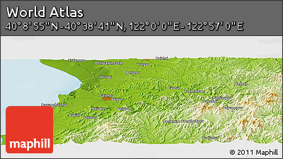 Physical Panoramic Map of the Area around 40° 23' 48" N, 122° 28' 29" E