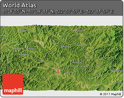Satellite 3D Map of the Area around 40° 23' 48" N, 123° 19' 29" E