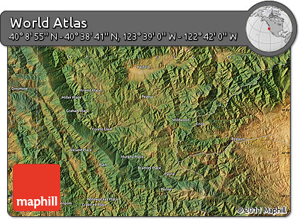 Satellite Map of the Area around 40° 23' 48" N, 123° 10' 30" W
