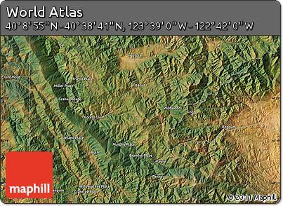 Satellite Map of the Area around 40° 23' 48" N, 123° 10' 30" W