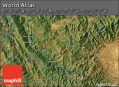 Satellite Map of the Area around 40° 23' 48" N, 123° 10' 30" W