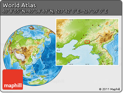 Physical Location Map of the Area around 40° 23' 48" N, 124° 10' 30" E