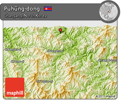 Physical 3D Map of Puhŭng-dong