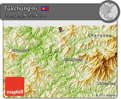 Physical 3D Map of Tŭkchung-ni