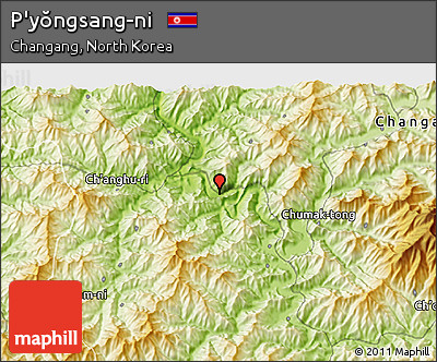Physical 3D Map of P'yŏngsang-ni